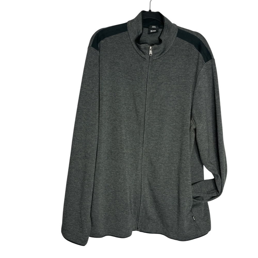 Hugo Boss Slim Fit Stretch Full Zip Up Gray Sweatshirt, size XXXL